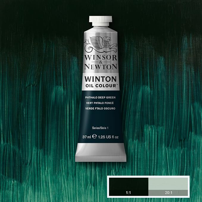 Winsor & Newton Winton Oil Color, 37ml Tube, Phthalo Deep Green | Artist pigments, Durable, Lightfast, Permanent, Uniform Consistency, Great Pigment Load