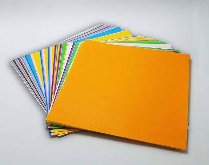 [Taro's Origami Studio] Standard 6 Inch One Sided 23 Colors 200 Sheets Square Easy Fold Premium Japanese Paper for Beginner (Gold and Silver Included)