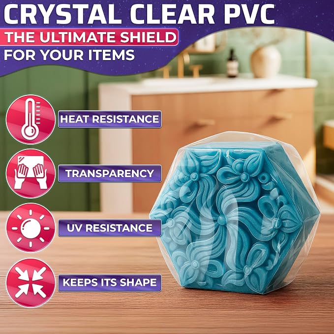 PalaYou 200 Pcs Clear Shrink Wrap Bags 4x6, PVC Film, for Small Items | Heat Shrink Bags; Soap Wrappers, Bath Bomb Packaging, Cookie Wrap; Dust & Moisture Covers, Sealable; for Crafts and Gifts