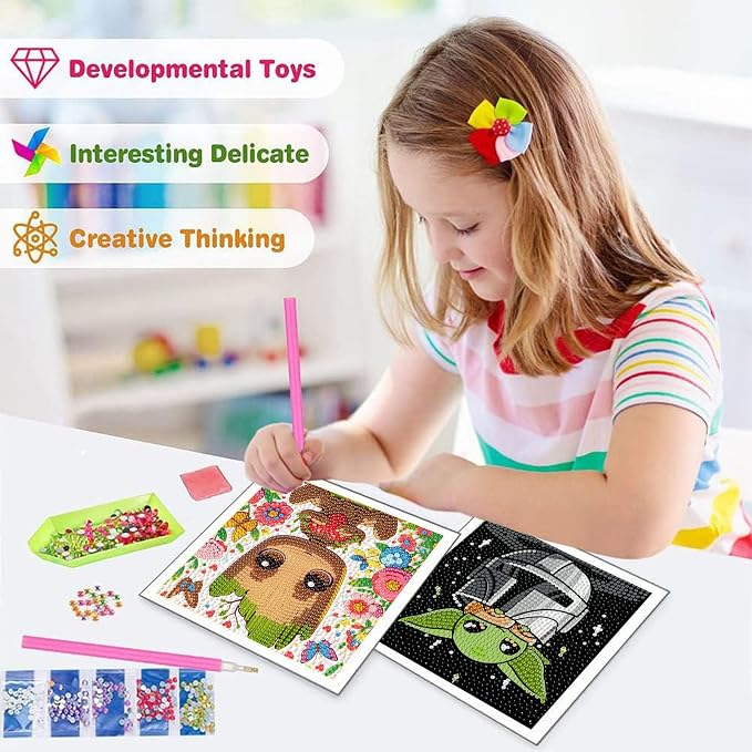 5 Pack Cartoon Diamond Art Kits for Kids, 5 Pack Small Diamond Art Painting | Arts and Crafts for Kids Ages 4-8-12, Cute Gem Arts for Kids Ages 4 8 12, DIY Crystal Gem Kits for Boys Gifts 6X6 Inch