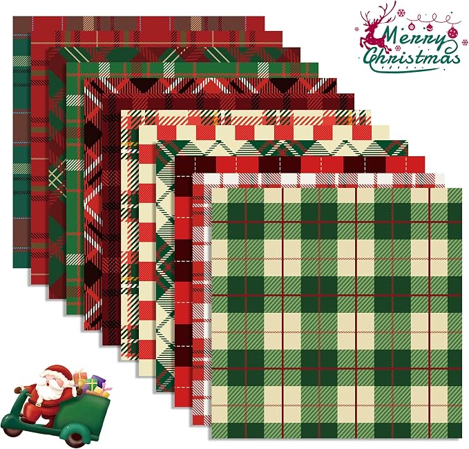 Christmas Scrapbook Paper Merry Christmas Patterned Paper 12×12 , 24 Sheets Double-Sided Red Green Decorative Craft Journaling Papers for Holiday Cardmaking DIY Origami Craft Papers.