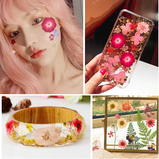 Augshy Red Dried Pressed Flowers, Pressed Red Roses Dried Flowers for Resin Molds Jewelry Nail Art Craft DIY