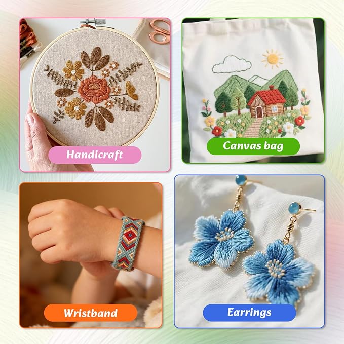 LOVIMAG Embroidery Thread 180pcs Friendship Bracelet String Floss Kit Yarn | Hair Wrap Shirt Lanyard Patterns Crochet Craft Threads Supplies Cross Stitch Sewing Needlepoint Thin Rainbow Beginners