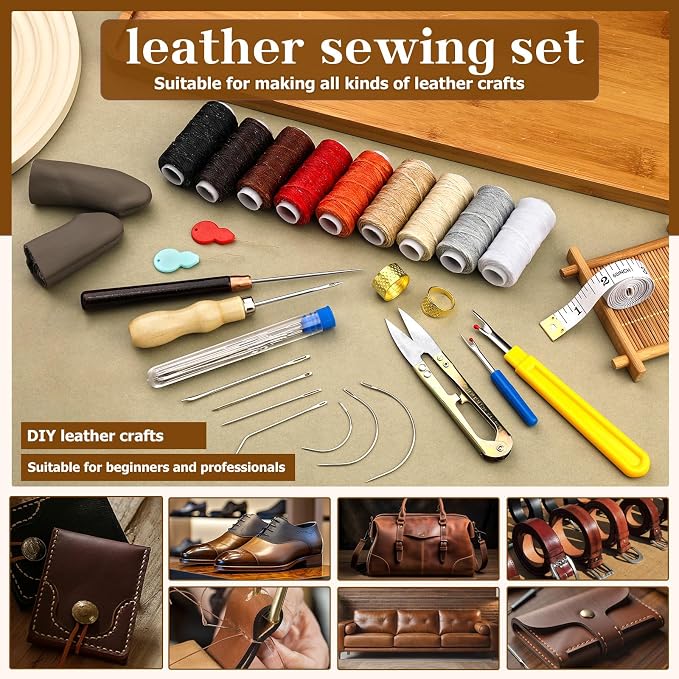 74 PCS Leather Sewing Kit Heavy Duty Sewing Kit Upholstery Repair Kit