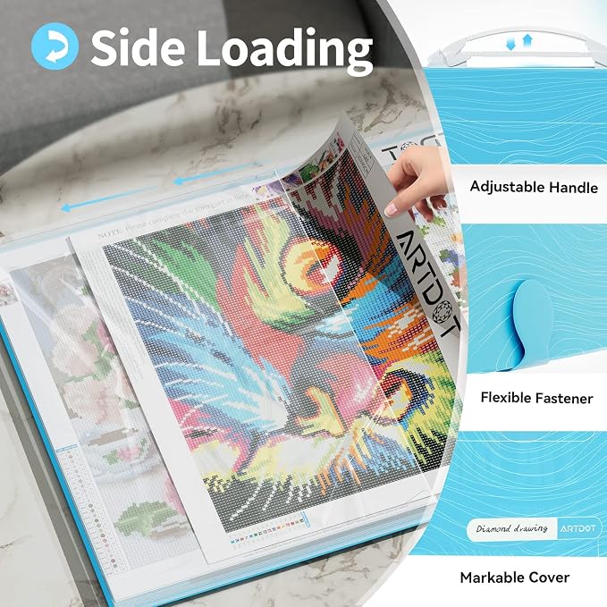 ARTDOT A3 Storage Book for Diamond Art Kits, Portfolio Folder for Diamond Painting Accessories with 30 Pocket Slevees Protectors (16.9x12.4inches)