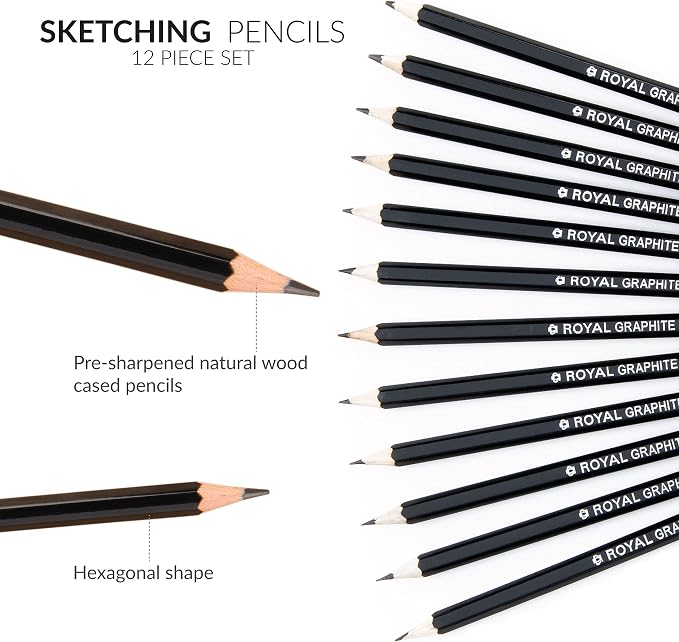 Royal & Langnickel SPEN-12 Essentials Sketching Pencil Set, 12-Piece (Pack of 3)