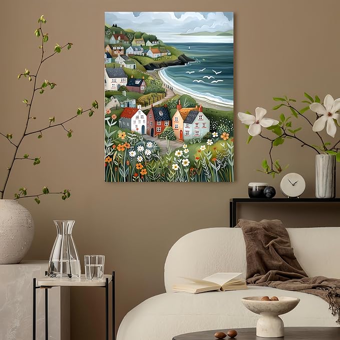 DOTSTART Paint by Numbers Kit for Adults Beginner,Peaceful Island by The Sea Adult Paint by Number Kits on Canvas,Painting by Numbers Easy Oil Painting,for Home Wall Decor15.7X19.7 Inch