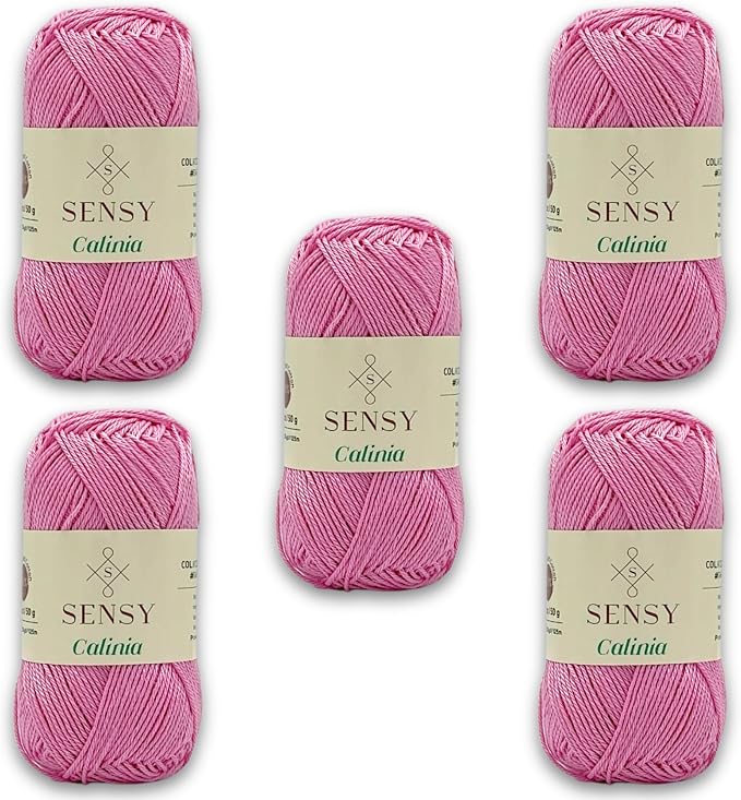 S Sensy Calinia-Mercerized Giza Cotton Amigurumi Yarn 5 Pack Pink 131 Yards