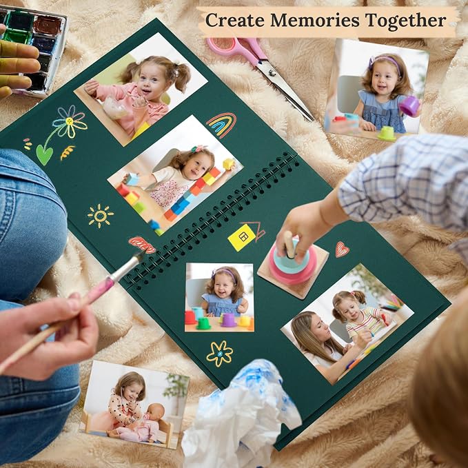 Scrapbook Photo Album 7"x7" 20 Sheets 40 Pages Hardcover Kraft Paper Khaki