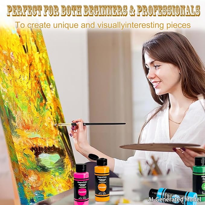 Acrylic Paints Set, 60ml Art Craft Paint Bottles - 36 Colors Set