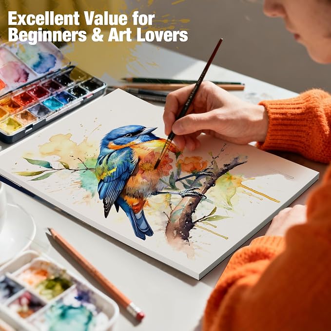 Creazic Water Color Paper 8.5"x11", Cold Pressed Watercolor Paper Book