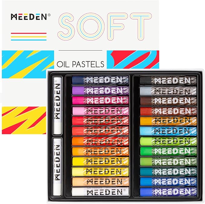 MEEDEN Soft Oil Pastels Set: 24 Colors with Extra 2 White Smooth Oil Pastel