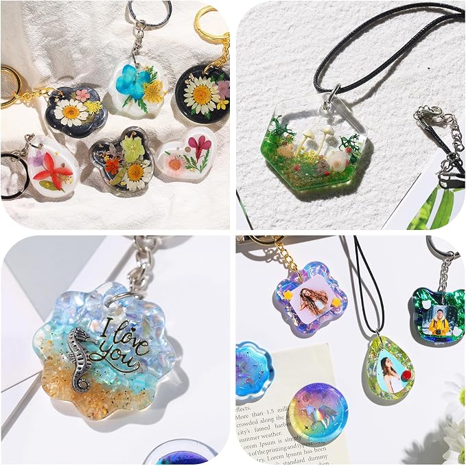 LET'S RESIN Keychain Resin Molds Silicone, 16 Cavity Pendant Casting Mold | Silicone Molds with Hanging Holes, UV & Epoxy Resin Jewelry Mold for DIY Keychains, Charms, Pendants, Beginner Friendly