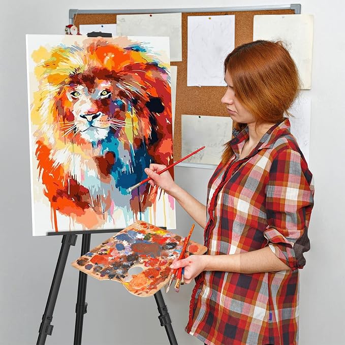 Art Painting Display Easel Stands - Portable Adjustable Floor Artist Easels | Aluminum Metal Tripod Black Stands with Bags, Sturdy for Table-Top/Floor Painting, Drawing, Displaying - 2 pack