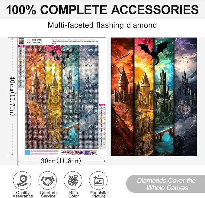 Castle Diamond Art Kits for Adults, Diamond Painting Kits for Beginner | Diamond Dots Full Drill Crafts for Gem Art Dot Art for Adults Home Wall Decor for Teens Boys Girls 5D DIY 12x16 inch
