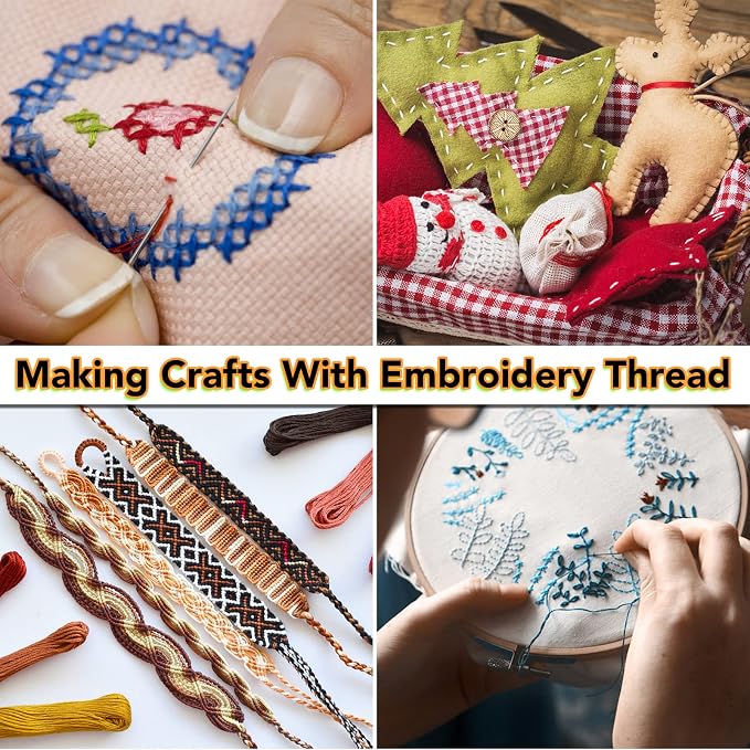 LOVIMAG Embroidery Thread 60pcs Friendship Bracelet String Floss Kit Yarn | Hair Wrap Shirt Lanyard Patterns Crochet Craft Threads Supplies Cross Stitch Sewing Needlepoint Thin Rainbow Beginners