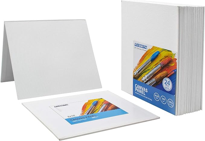 FIXSMITH Canvas Boards for Painting 8x10 Inch, Super Value 48 Pack Paint Canvases, White Blank Canvas Panels, 100% Cotton Primed, Painting Art Supplies