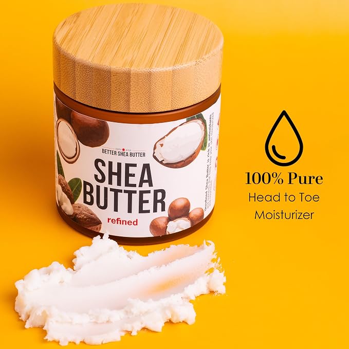 Refined Shea Butter Unscented - 100% Pure African Shea Butter for Hair and Dry Skin - Use for Soap Base, Face and Body Moisturizer, for DIY Whipped Body Butter and Lip Balm 8 oz Jar