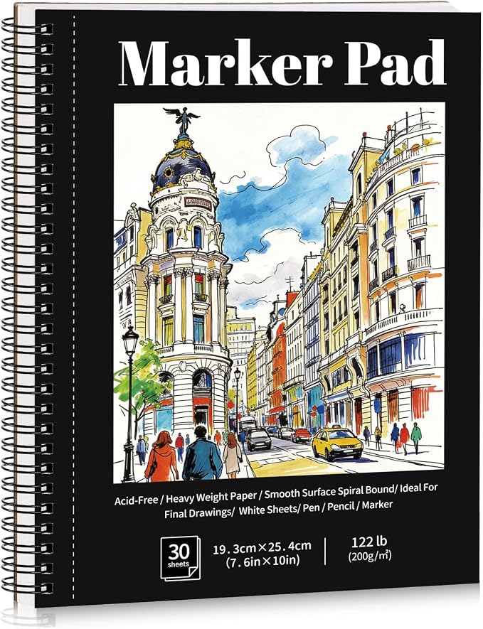 Marker Paper Pad 7.6 × 10 in, 𝗣𝗥𝗘𝗠𝗜𝗨𝗠 Smooth Bleed-Resistant Paper