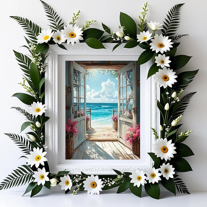 MBNTJHT DIY Scenery Paint by Numbers Kit for Adults on Canvas,Landscape Beach Digital Oil Painting Kit for Adults Beginner,Easy Scenery Acrylic Paint by Number Kits for Holiday Gifts 16X20 Inch.