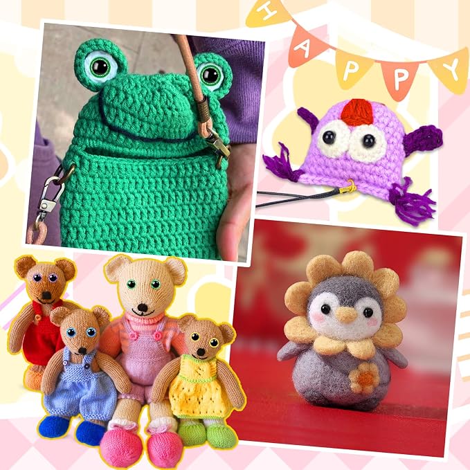 Fulasiteu 1100PCS Safety Eyes and Noses, Amigurumi Safety Eyes for Crocheting, Colorful Doll Crochet Eyes with Washers for Plush Animal, Crochet Toy, Stuffed Doll and Teddy Bear (Various Sizes)