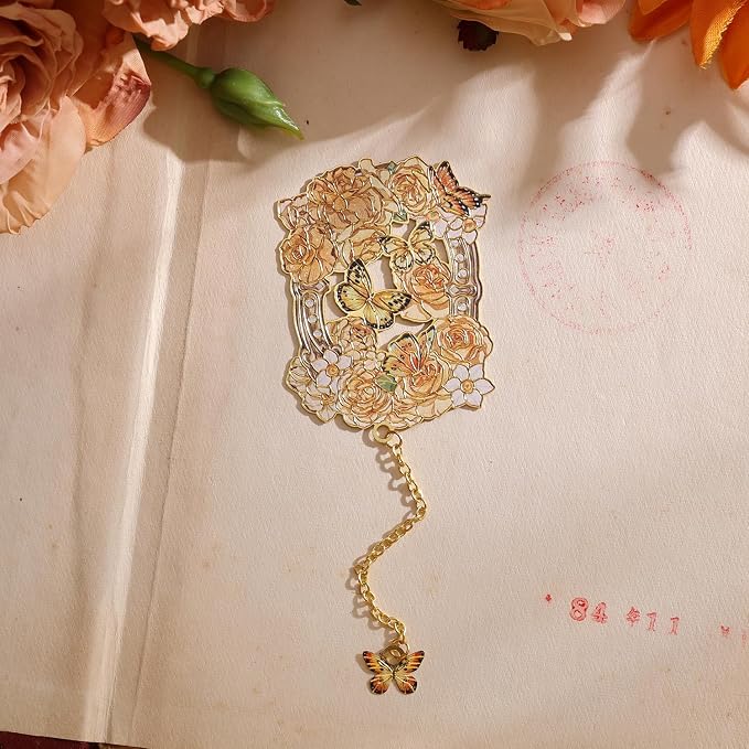 6 Pieces Metal Bookmark, Hollow Flower Book Mark for Book Lovers, Vintage Bookmarks for Reading Women, Men, Teacher, Students