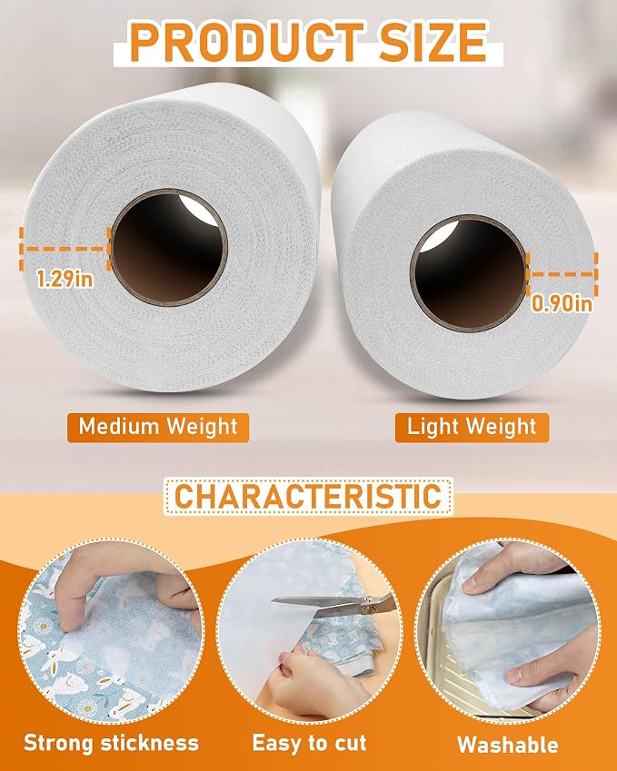 PLANTIONAL11.6"x30yd Medium Weight Non-Woven Fusible Interfacing for Sewing | Available in Black and White; Fusible Interfacing Fabric for Sewing ; Single-Sided Interfacing for DIY Crafts & Clothing