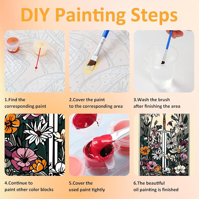 Mandun Tarot Paint by Numbers Kit for Adults, 3 Pack, 7.8x11.8 inch | DIY Painting Kits Crafts for Adults, Relieve Stress, Frame Canvas, Wooden Easel, Gift Box, Home Wall Decor