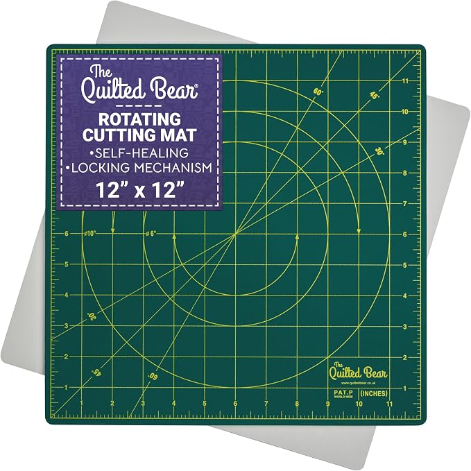 The Quilted Bear 12" x 12" Rotating Self-Healing Cutting Mat, Green