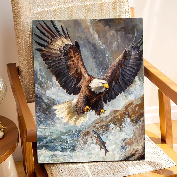 XTCIXAL Paint by Numbers Kit for Adults, Eagle, 16X20 Inch | DIY Paint by Number for Adults Beginner, High-Definition Color Canvas, Stress Relief, Home Wall Decor, Gifts, Unframed