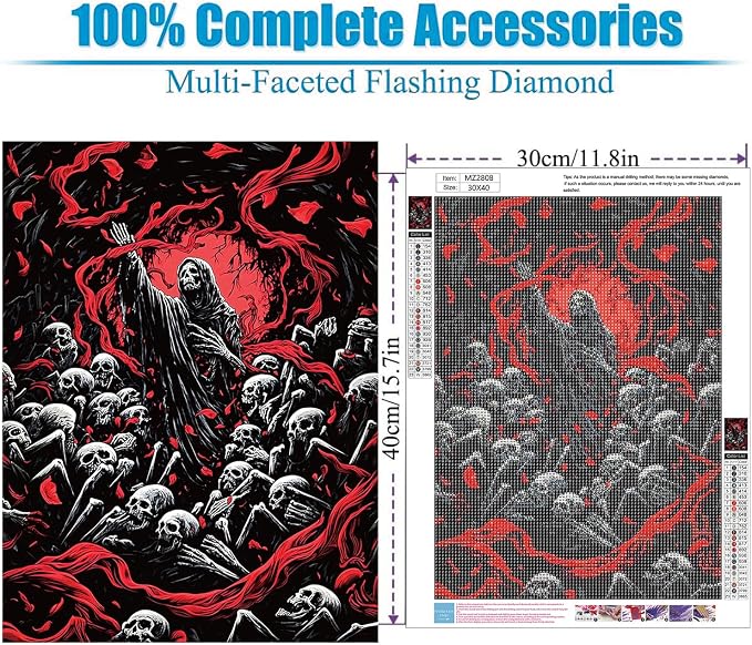 Lophomie Diamond Art Kits for Adults Skull Diamond Painting Kits 12x16 in
