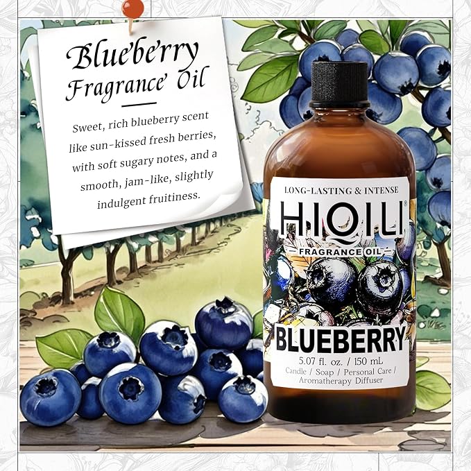 HIQILI Blueberry Fragranc Oil for Soap & Candle Making Supplies - 5.07Fl Oz