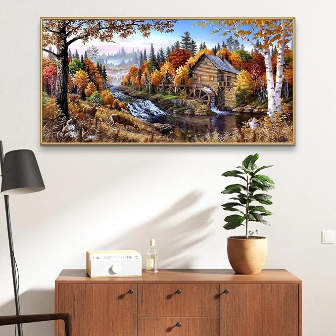 YALKIN Paint by Numbers Kit for Adults, Landscape Large Adults'paint-by-Number Kits on Canvas, DIY Acrylic Oil Painting by Numbers Kits, Perfect for Home Decor, Gifts 28x16in