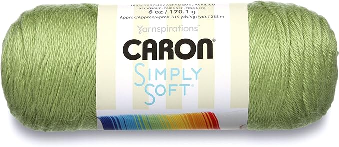 Caron Simply Soft Collection Yarn, 6oz, Gauge 4 Medium, 100% Acrylic- Pistachio - Machine Wash & Dry