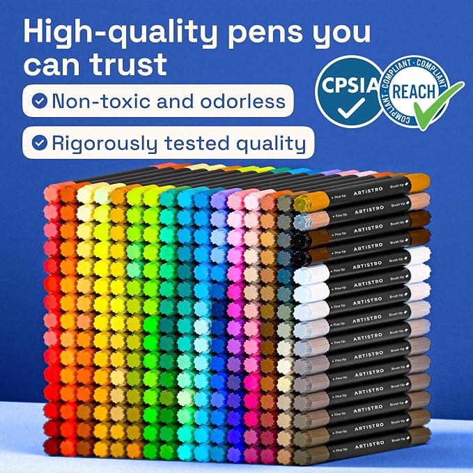 ARTISTRO 240 Dual-Tip Acrylic Paint Marker Pens for Drawing | For Fabric, Rock, Glass, Wood, & Molds, Arts & Crafts Gift for Adults, Teens, & Kids, Classroom Must Haves & School Supplies