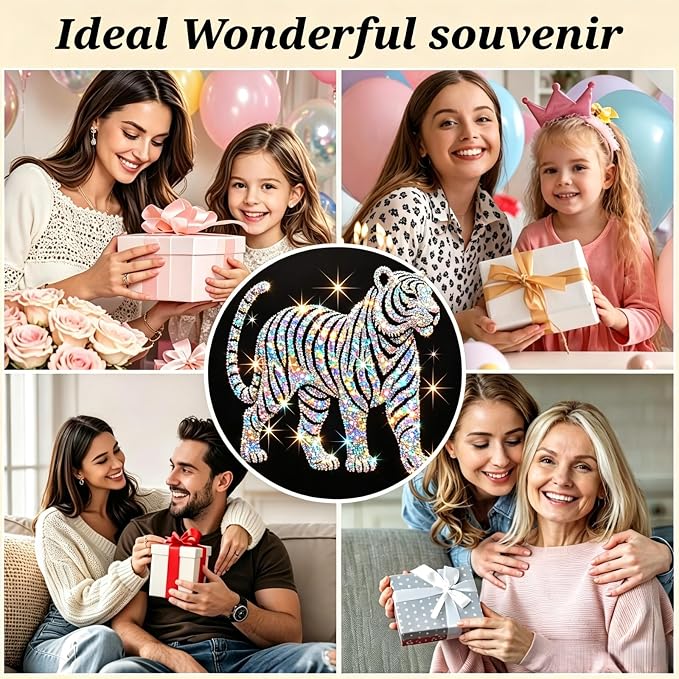 BYGFHLYW Tiger 5D Diamond Painting Kit for Adults, Animal Diamond Art Kits | Full Round Drill Gem Painting Paint by Diamonds Relaxing DIY Craft for Home Wall Decor 13.7x13.7inch