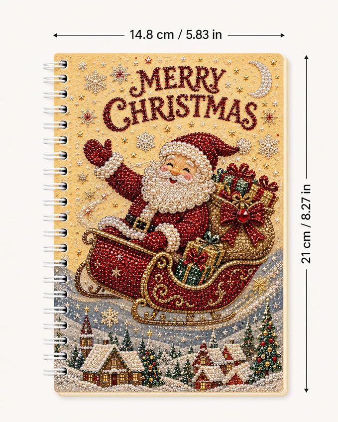 100 Pages DIY Christmas Pearl Diamond Art Painting Notebook，Style D