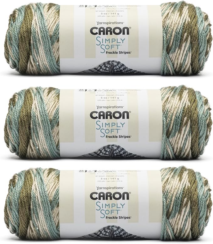 Caron Simply Soft Freckle Acrylic Yarn for Crocheting Soft, Moss, 3-Pack