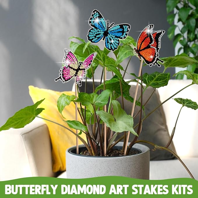 Wivico 8Pcs Diamond Art Butterfly Kits for Adults,Diamond Painting Crafts.