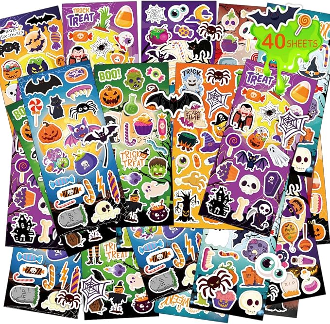 40 Sheets Cute Halloween Stickers, 800+ Stickers, Halloween Crafts & Games for Kids, Great for Decoration