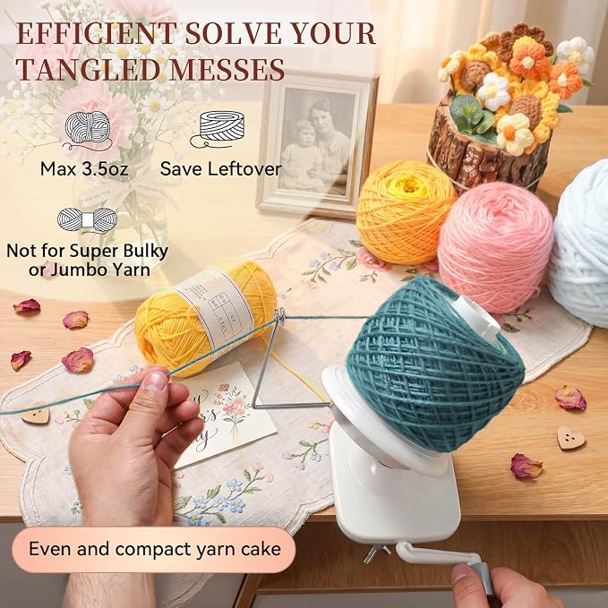 SPEENSUN 3.5 OZ Yarn Ball Winder, Low Noise Spinner for Crocheting, Grey | ABS Manual Ball Maker with Non-Slip Table Clamp, Easy Install Knitting Tool, Smooth Operationfor Yarns Below Size 5