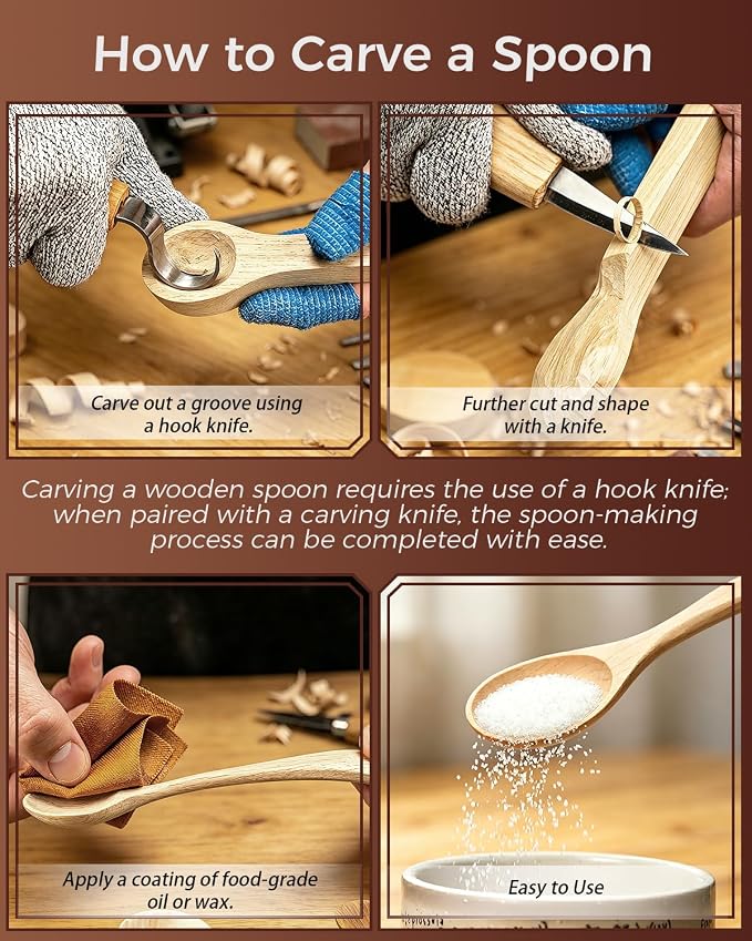 Basswood Spoon Carving Blanks 4 Pack: Soft Wood Spoon Kit for Whittling