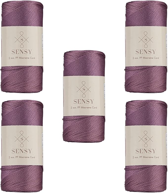 S Sensy 2mm - Premium Polypropylene Macrame Cord, 5 Skein Plum, 252 Yards