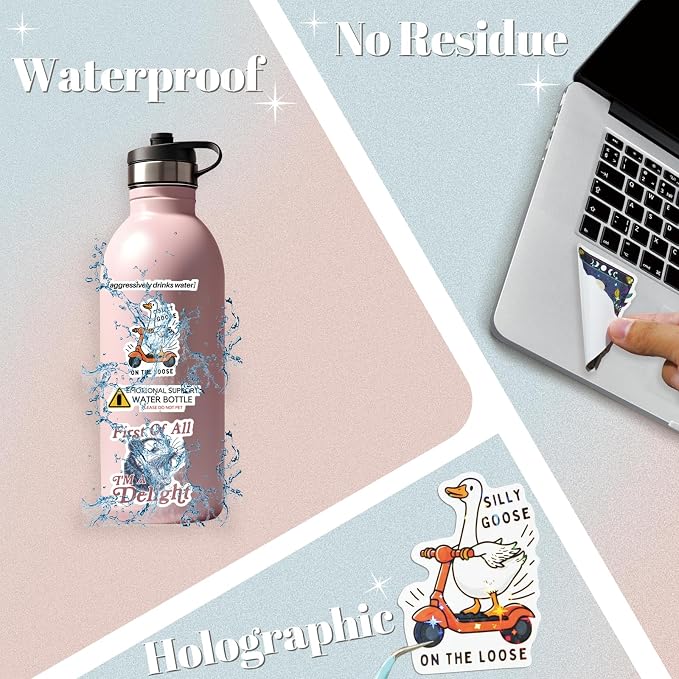 200 PCS Funny Holographic Stickers for Adults, Waterproof Vinyl Sarcastic Meme Decals for Laptop, Water Bottle, Phone, Kindle, Journal, Scrapbook, Bumper, Skateboard, Luggage, No Repeats