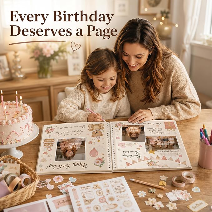 10x10 Inch DIY Scrapbook Album 40 Pages (20 Sheets), Hardcover Kraft Paper