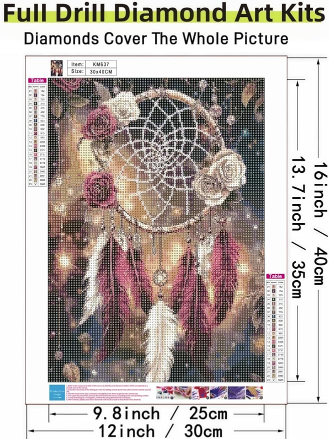 Dream Catcher 5D DIY Diamond Painting Kits for Adults,Diamond Art Kits | Full Drill Diamond Painting for Beginners, Gem Art Kits for Home Wall Decor11.8 x15.7 Inch