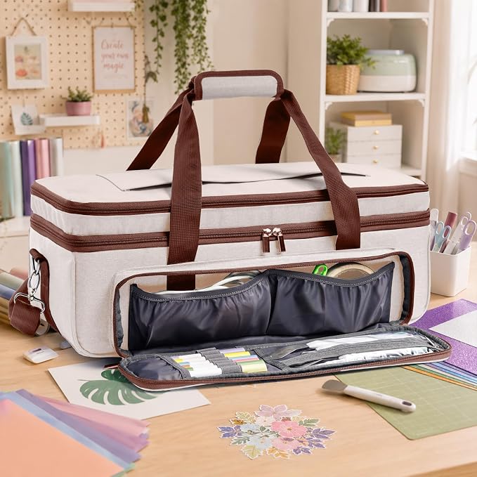 Double Layer Carrying Case with Cutting Mat Pocket & Accessories Storage