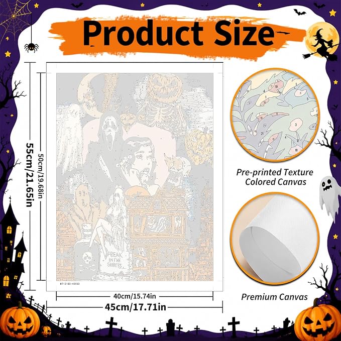SUJINMEI Halloween Paint by Numbers Kit for Adults Without Frame 16X20 inch | Horror Adult Paint by Number Kits on Canvas, Scream Painting by Number for Adult, Acrylic Paints for Home Wall Decor