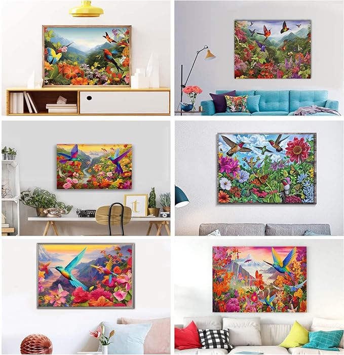 DOTSOPS 6 Pcs Flowers Bird Diamond Painting Kits Art Adults Painting Kits | Crafts DIY 5D Diamond Art Packs Kits,Full for Adults,Beginner Home Wall Decoration Gift 11.8 x 15.7 Inches