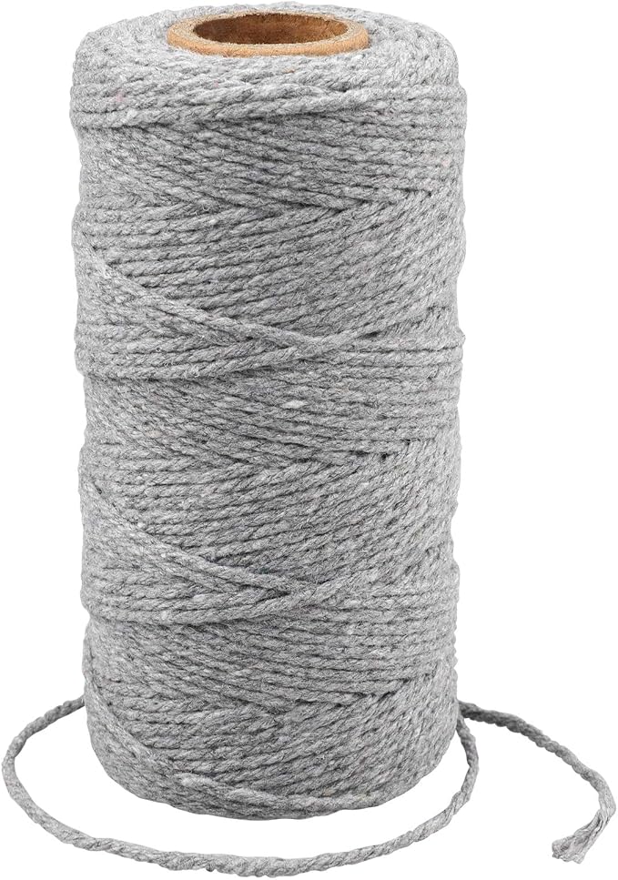G2PLUS 2MM Cotton String, 328 Feet Grey Twine for Crafts & Gift Wrapp | Natural Soft and Sturdy, Easy to Cut, for Crafts,Gift Wrapping,Arts & Crafts, Home Decor, Gift Packaging